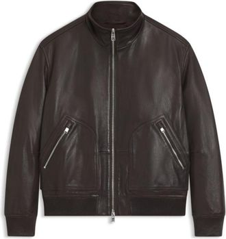 BOSS Nappa-leather jacket with two-way zip