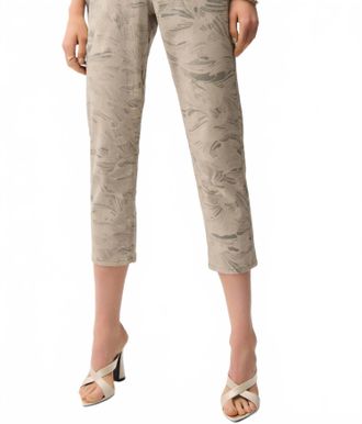 Joseph Ribkoff Abstract Print Slim Crop Jeans In Taupe/gold