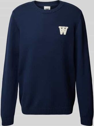 Wood Wood Relaxed Fit Strickpullover aus reiner Baumwolle in Marine, Größe M