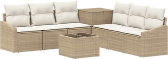 vidaXL Juego De Sof&aacute; 8 Uds. Beige Y Blanco Crema Vidaxl