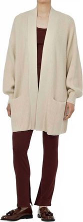 Paper Label Row Shell Open Cardigan In Vintage Oat