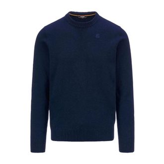 K-Way Truien & Vesten, Heren, Blauw, 2Xl, Wol, Sebastien Lamswollen Trui met Ronde Hals