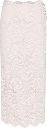 Paco Rabanne floral-lace sheer skirt - women - Polyamide/Elastane - 38 - White