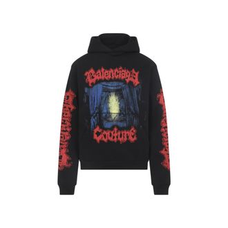 Balenciaga Black Graphic Hood Sweatshirt