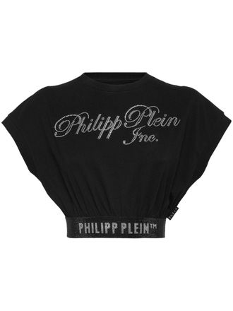 Philipp Plein T-shirt crop con decorazione - Nero