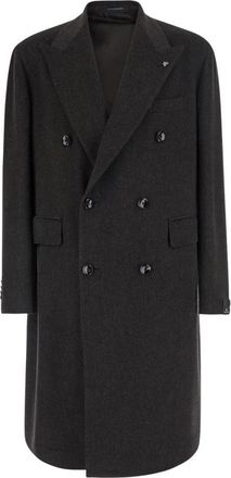 Tagliatore Dubbele-breasted wollen jas - Heren - Mantel - Bruin - S - Wol - Jassen
