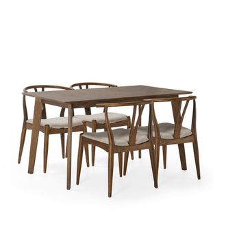 HOMN Juego de mesa 140x80 cm y 4 sillas de comedor color nogal