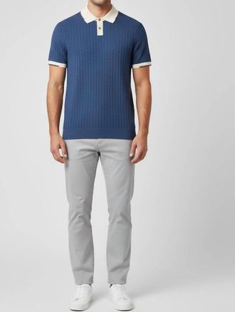Paul Smith Short Sleeve Knit Polo In Indigo
