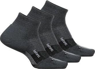 Feetures Merino 10 Ultra Light Quarter 3-Pair Pack Quarter Length Socks Shoes Gray 1 : XL (US Mens Shoe 12.5-15.5), Merino/Nylon/Spandex