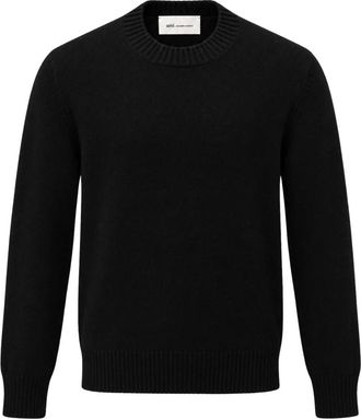 Ami Crewneck Trui met Ami de Coeur - Heren - Ronde hals truien - Zwart - M - Kasjmier - Truien & Vesten