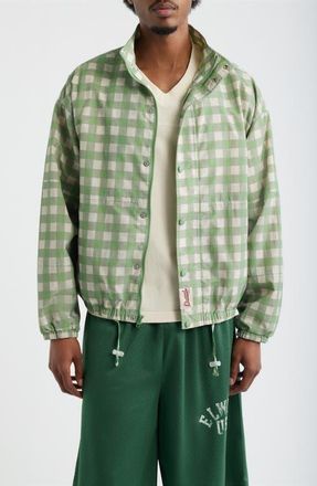 Elwood Off Grid Windbreaker Jacket in Green Gingham at Nordstrom, Size Xx-Large