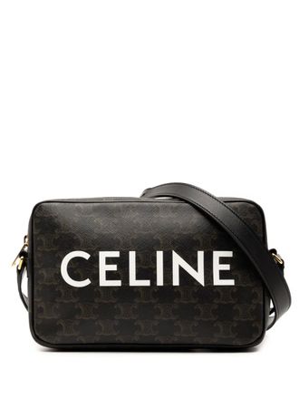 Celine 2023 Medium Triomphe Coated Canvas Logo crossbody bag - unisex - Fabric/Calf Leather - One Size - Brown