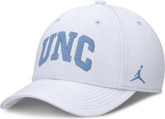 Nike Mens North Carolina Classic Swooshflex Jordan Brand Dri-FIT College Hat in White | JC3A10ANCN-KLK