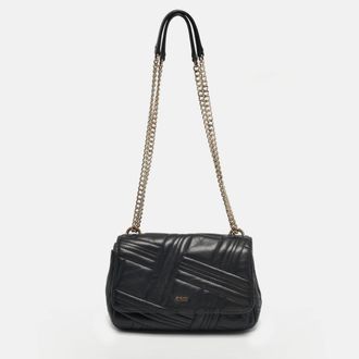 DKNY Dkny Black Quilted Leather Allen Flap Shoulder Bag