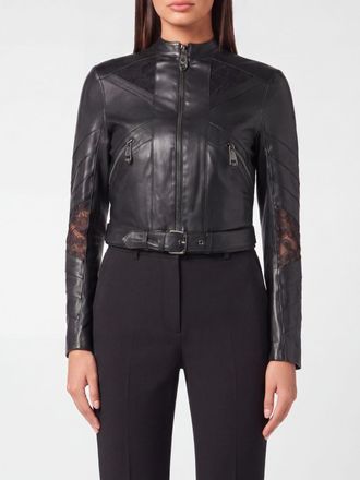 Philipp Plein Biker in nappa e pizzo crop