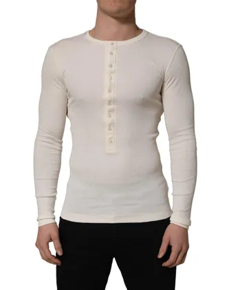 Dolce & Gabbana Henley Pullover Sweater - White