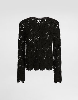 Dolce & Gabbana Crochet-knit Cardigan - Woman Sweaters And Cardigans Black 36