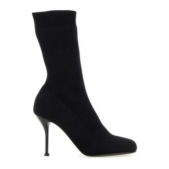 Alexander McQueen Alexander McQueen, Heeled Boots, female, Black, Size: 10 US Black stretch nylon ankle boots