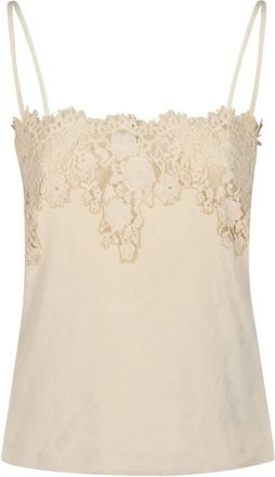 Alberta Ferretti Top met kanten inzetstukken - Dames - Tops - Wit - Maat: M