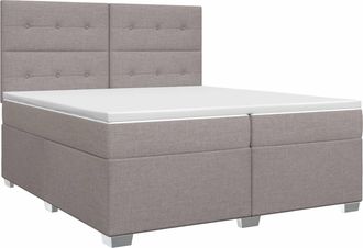 vidaXL Letto Box Spring Con Materasso Tortora 200 X 200 Cm Tessuto Vidaxl