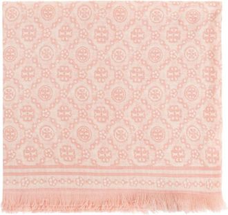 Tory Burch Sciarpa Tory Burch in lana e seta con monogramma