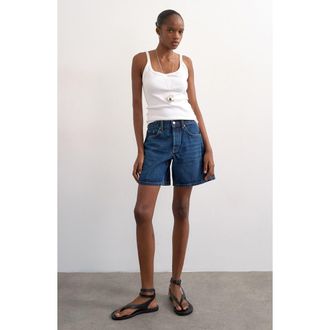 Topshop Editor Mid Rise Denim Shorts in Mblue at Nordstrom, Size 12 Us