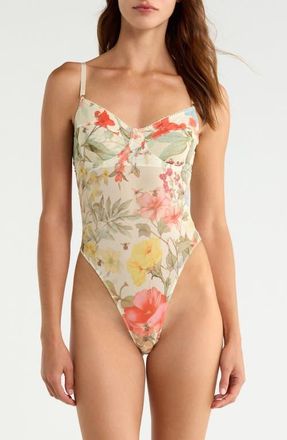 Kilo Brava Underwire Mesh Bodysuit in Honeybee at Nordstrom, Size Xxx-Large