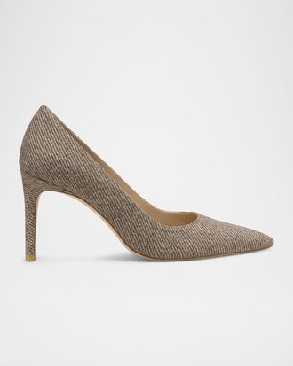 Stuart Weitzman 85mm Stuart Power Twill Pointed-Toe Pumps