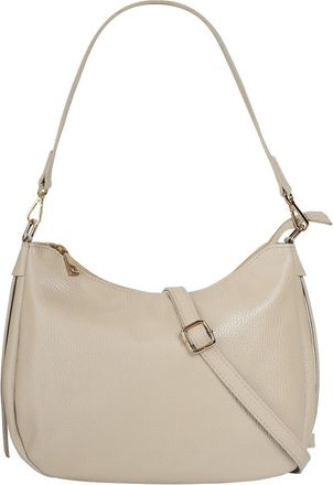 Cluty Umh&auml;ngetasche CLUTY, Damen, Gr. B/H/T: 31cm x 24cm x 7cm onesize, beige, Leder, leicht gl&auml;nzend, unifarben, Taschen Umh&auml;ngetasche, echt Leder, Made in
