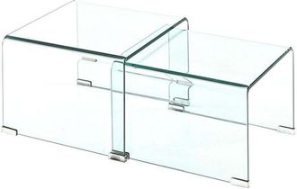 Oresteluchetta Set De 2 Mesas Auxiliares De Sal&oacute;n De Vidrio Transparente Dise&ntilde;o Curvado San