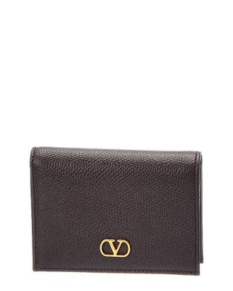 Valentino Vlogo Signature Leather Card Case