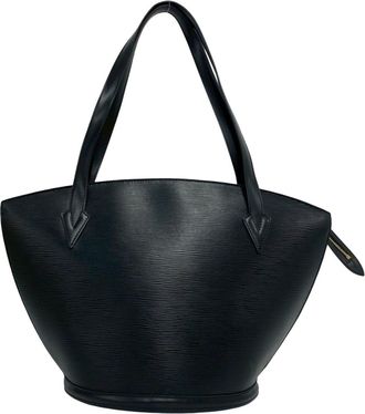 Louis Vuitton Black Leather Shoulder Bag Tote Bag (Pre-Owned)