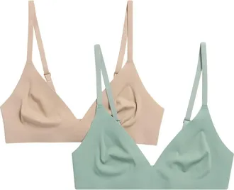Honeydew Intimates Cool Luxe Assorted 2-Pack Wireless Bras in Beige/Green at Nordstrom Rack, Size Large/x-Large