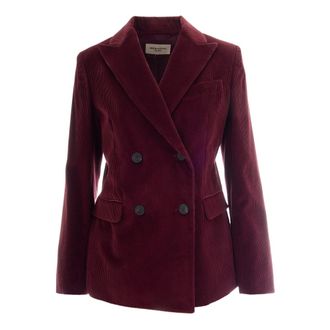 Max Mara Jassen, Dames, Rood, XS, Katoen, Dubbelrijige Corduroy Blazer