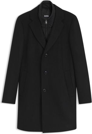 BOSS Wool-blend coat with zip-up inner