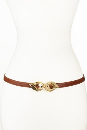 Raina Lauren Leaf Buckle Leather Belt in Cognac at Nordstrom, Size Medium