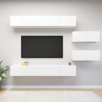 Berkfield Home 6 Piece TV Cabinet Set White Engineered Wood
