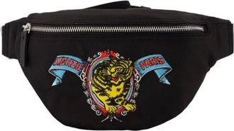 Kenzo Tassen, Heren, Zwart, ONE Size, Katoen, Tiger Geborduurde Heuptas