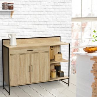 IDMarket 120 Cm Detroit Aparador Bajo De Cocina, Encimera H.83 Cm, 2 Puertas + Caj&oacute;n, Dise&ntilde;o Industrial