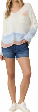 Vintage Havana Ocean Sunrise Sweater In Beige Multi