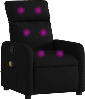 vidaXL Sillón reclinable de masaje de tela negra vidaXL