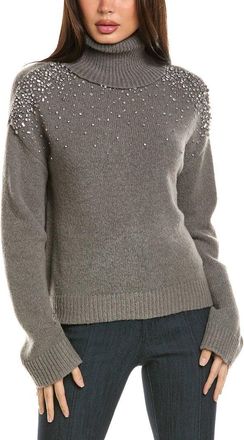 Cinq à Sept Cinq a Sept Alani Rhinestone Crackle Wool-Blend Turtleneck Top