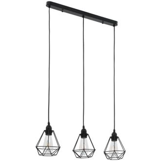 vidaXL L&aacute;mpara De Techo Con Dise&ntilde;o De Rombos Negra 3 Bombillas E27 Vidaxl