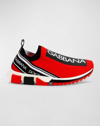 Dolce & Gabbana Mens Sorrento Logo-Stripe Sock Sneakers