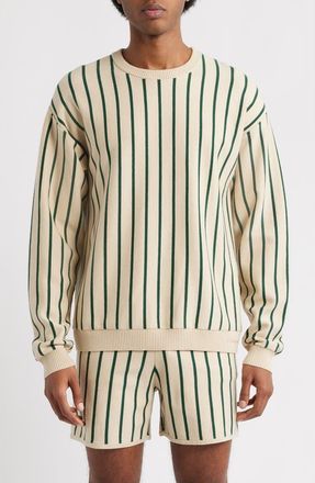 MAVRANS Emerald Stripe Crewneck Sweater in Green at Nordstrom, Size Xx-Large