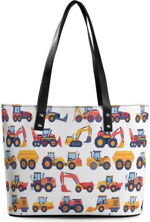 Generic Construction Vehicles Pattern Tote Bags for Women Cute Shoulder Purses Handbags