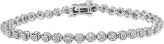House of Brilliance Silver 1/2 Cttw Diamond Bezel Design Link Bracelet in White at Nordstrom