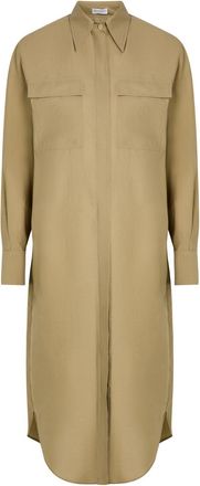 Brunello Cucinelli Crinkled Cotton-blend Midi Shirt Dress - Beige - M (UK12 / M)