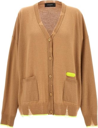 Dsquared2 Beige Solid V Neck Cardigan
