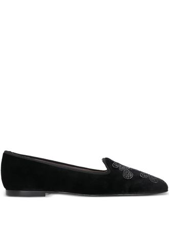 Castaner floral-motif velvet loafers - Black